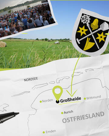 Social-Media Kampagne zur Arztsuche, Abbildung 01, Karte mit Verortung von Großheide
