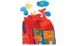 Logo des Kindergartens Heidenest bestehend aus einer Kinderzeichnung eines Hauses