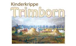 Schriftzug der KInderkrippe mit einem Bild des Künstlers Trimborn