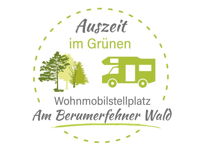 Logo mit Schriftzung - Auszeit im Grünen - Wohnmobilstellplatz am Berumerfehner Wald