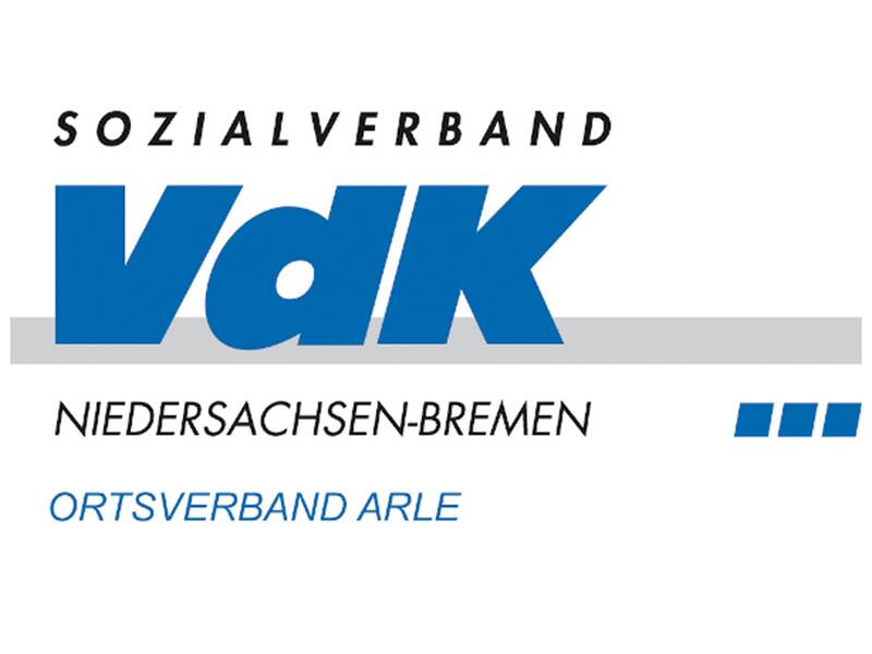 Logo vom Sozialverband VdK mit Schriftzug Niedersachsen-Bremen Ortsverband Arle